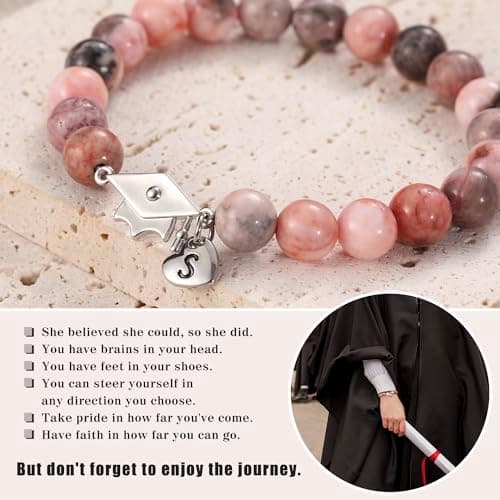 Sistble 2026 Graduation Gifts Class of 2026 Gifts A-Z Initial Graduation Bracelets for Her College High School 8th 6th 5th Grade Graduation Gifts Graduation Cap Decorations Inspirational Jewelry view 2