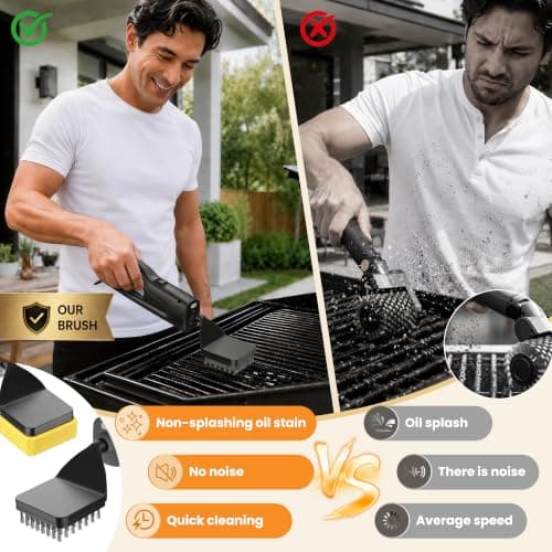 Electric Grill Brush with LED Light, Grill Cleaner for Outdoor Grill（Black） view 5