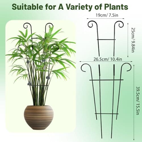 25.6 Inch Plant Trellis for Climbing Plants, 4 Pack Metal Garden Trellis for Potted Plants Indoor House Plant Climber Support Stakes with Plant Clips for Monstera Pothos Hoya Ivy Flower view 2