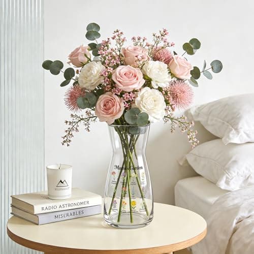 8 inch Clear Glass Flower Vases,Mom Gifts Mothers Day for Wife from Daughter Son,Birthday Gifts for Mom,Centerpiece Table Home Indoor Desk Decor view 4