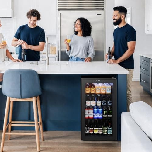 Yeego Beverage Refrigerator, 130-Can Mini Fridge with Glass Door, Adjustable Shelves & Digital Temperature Control for Soda, Beer, and Wine – Suitable for Home or Office Use view 2
