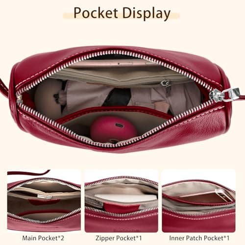 Genuine Leather Mini Crescent Bag for Women, Small Crossbody Hobo Purse for Evening Out & Shopping, Lightweight and Compact view 6
