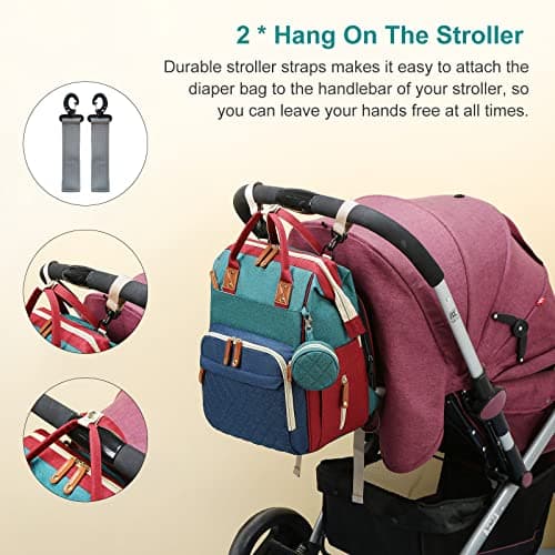 Awanhe Diaper Bag, Backpack with Changing Station, Waterproof Baby Bag for Boys & Girls, USB Charging Port for Parents, Travel Backpack Baby Essentials & Lovely Baby Shower Gifts, RGB view 5