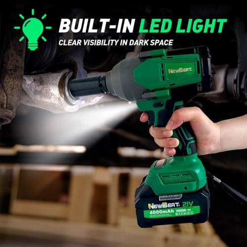 NEWBEAT Brushless Cordless Impact Wrench, 800N.m (590 ft-lbs) Heavy Duty 1/2" Impact Gun, 2-in-1 Impact Drill Combo Kit with Two 4.0Ah Batteries, 3-Speed & Tool Box for Truck, Auto Repair view 5