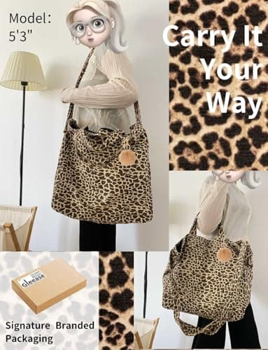 Gleease Leopard Crossbody Bag for Women Leopard Print Tote Bag Cheetah Bag Purse Handbag view 5