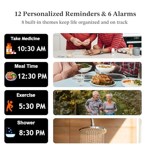 2025 NEW, Digital Clocks, 7'' Dementia Clock with Date and Time for Elderly, Auto-Dimming, 12 Reminders & 6 Alarms, Button & Remote Control, Auto DST, Digital Calendar for Seniors Large Display view 4
