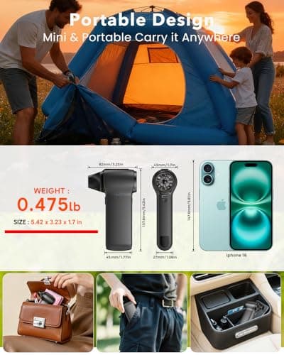 Compressed Air Duster 180000RPM – Super Power Cordless Electric Air Duster with 3-Speed Turbo Fan, Rechargeable Air Blower for Computer, Keyboard, Car, Camera & Home Cleaning view 4