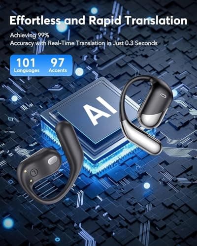 Paekole AI Translation Earbuds, Real-Time 2-Way Language Translator Device (198+ Languages), 3-in-1 Bluetooth Translating Headphones for Travel/Music/Calls, Audifonos Traductores Inglés Español view 2