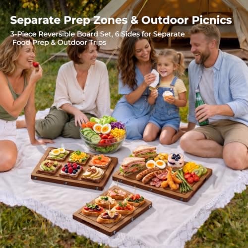 3Pcs Formaldehyde Free, Glue Free, Bamboo Cutting Board Set for Kitchen view 5