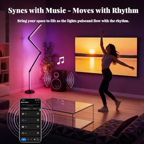 WUTGHUI LED RGB Corner Floor Lamp Foldable Floor Light 2200K-6500K Tunable White with 16 Million Custom Colors Remote/App,Timer Setting (RGB Foldable Floor Lamp with Alexa Voice Control) view 7