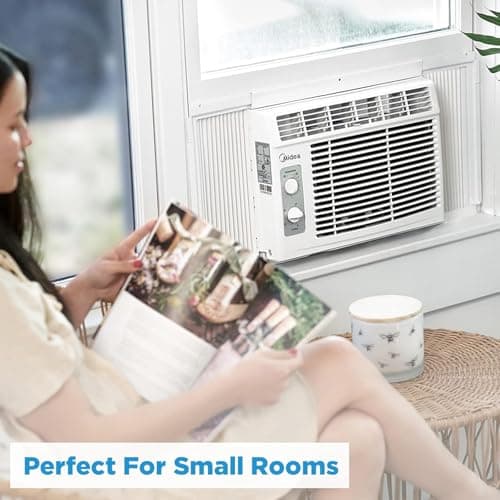 Midea 5,000 BTU EasyCool Small Window Air Conditioner - Cool up to 150 Sq. Ft. with Easy-to-Use Mechanical Controls and Reusable Filter, Perfect for Small Bedroom, Living Room, Home Office view 2