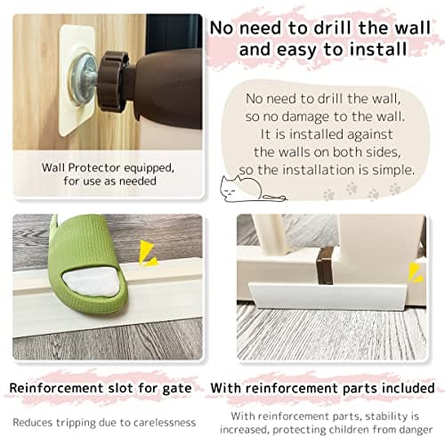 Lumizone Extra Tall Pet Gate 55.12" High Pressure Mounted 50.79"-55.11" Extra Wide (9 Sizes) 1.37" Gap for Cat Dog Stairs Doorway Hallway No Drilling Auto-Close (50.79"-55.11" W, Cream White) view 6