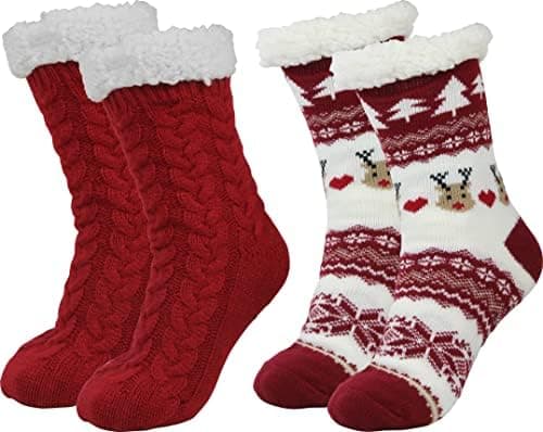 BenSorts Women Winter Thick Slipper Socks with Grippers Non Slip Warm Fuzzy Socks Christmas Gifts — image 1