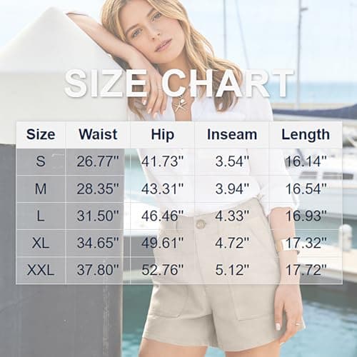 Women Linen Shorts High Waist Bermuda Shorts with Pockets Trendy Casual Summer Button Boho Beach Lounge Short view 4