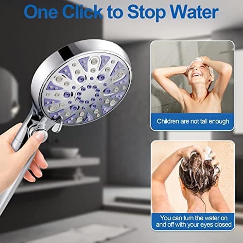 High Pressure 10-mode Detachable Shower Head with Handheld, Showerhead with ON/OFF Pause Switch, 15 Stage Water Softener Filters for Hard Water Remove Chlorine, Meet cUPC and CEC Certification view 4