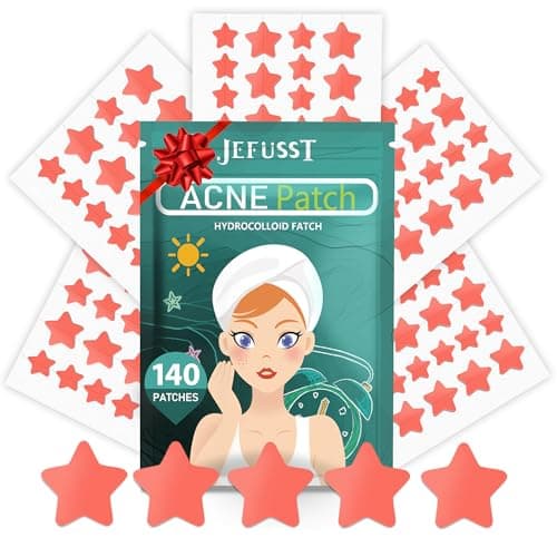 Jefusst Star Acne Patches 140 Counts, Pimple Patch Pimple Patches for Face Pimple Patches Stars Hydrocolloid Acne Patches Cute Zit Patches Healing Sticker, Fire Orange — image 1