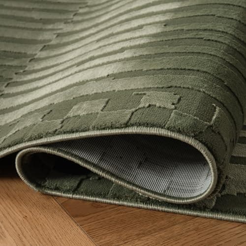 Revival Rugs Soloba 7'10"x10' Washable Area Rug for Living Room Bedroom - 100% Recycled Oeko-TEX Certified, Medium Pile, Green view 4