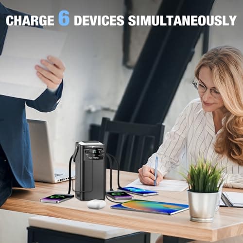 pangootek Portable Power Station 99Wh 27000mAh Portable Charger Power Bank with Camping Light 22.5W Fast Charging QC 3.0 PD Built in Cables Outdoor Generator for Hiking Fishing Travel view 4