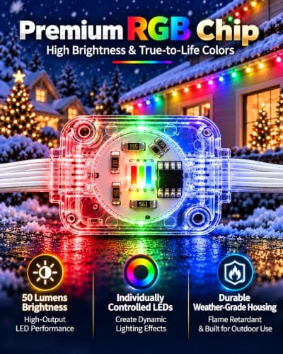 200FT Permanent Outdoor Lights for House, Christmas Lights RGBIC LED String | 96‑LED IP67 Waterproof Eaves Lights, Controlled by App & Remote, 267 Scene Modes for Halloween, Parties & Daily Home Decor view 5