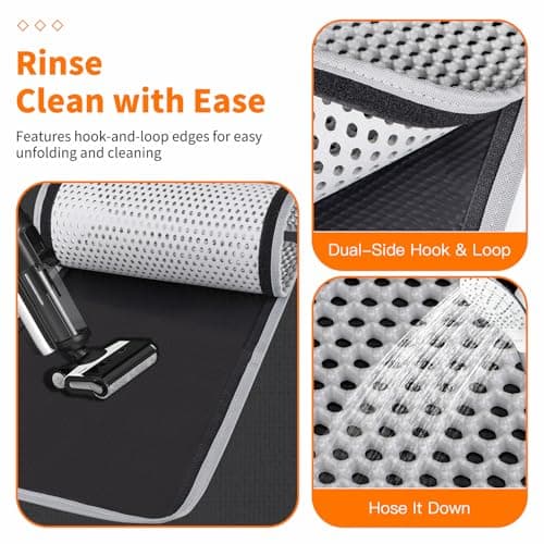 Large Cat Litter Box Mat for Cats, Double Layer Honeycomb Cat Litter Trapping Mats, Waterproof, Urine Proof,Non-Slip Litter Pad for Indoor Kitty Cat Litter Mat, Easy to Clean Grey (33.8'' x 23.6'') view 5