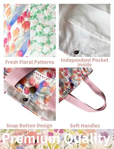 Gleease 2 Pcs Cute Tote Bags for Women Mini Tote Bag for Girl Floral Coquette Small Reusable Bag for Lunch Bible view 6