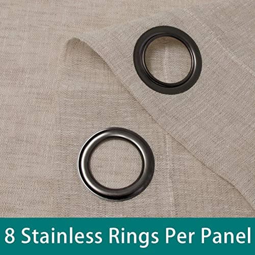 LORDTEX Burlap Linen Look Outdoor Curtains for Patio - 2 Panels Waterproof Sheer Curtains for Pergola, Porch, Cabana and Gazebo Grommet Indoor/Outdoor Voile Sheer Drapes (52 x 84 inch, Linen) view 4