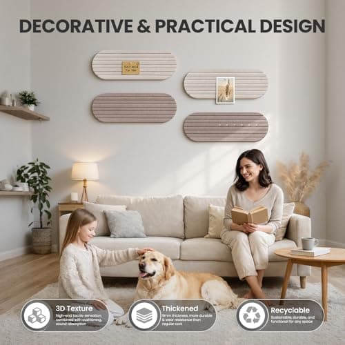 Bulletin Board, 24'' X 8'' Cork Board Alternative, 4 Pack Felt Bar Strips Board with Pushpins, Foldable Felt Notice Vision Board Photo Display Board for Office Home School Wall view 4