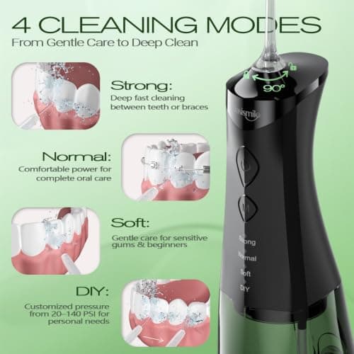 OasiSmile C2 Water Flossers for Teeth, Oral Irrigator with DIY Pressure | 350ML Larger Tank, 5 Jet Tips, 4 Modes, Cordless Electric Water Dental Pick for Braces, Sensitive Gums, IPX7 for Home Travel view 2