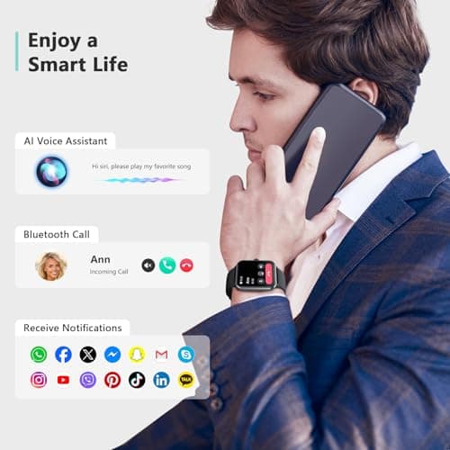 Blackview 2026 Smart Watch (Answer/Make Calls), Fitness Watch for Men and Women with Heart Rate/SpO2/Sleep Monitor/2 Straps, 100+ Sports Modes, IP68 Waterproof Activity Tracker for Android/iPhone view 5