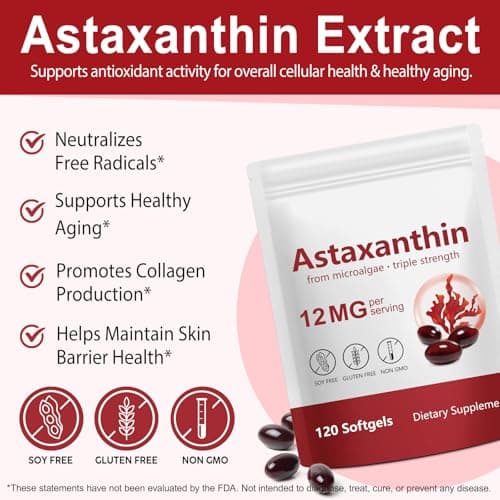 Tiuedu Astaxanthin 12mg, 120 Softgels, 4 Month Supply, Astaxanthin Antioxidant Supplements, Supports Eye, Joint, Internal Circulation, Skin Health- 2Package view 2