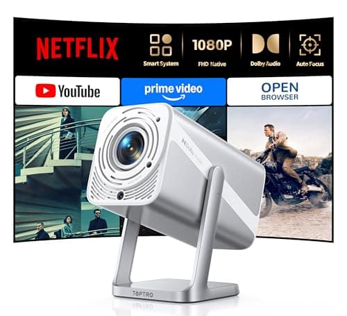 [4K Support/Auto Focus/360°Adjustable Stand]Smart-Projector-4K with WiFi 6 and Bluetooth5.2, Native 1080P Mini Portable Projector, Dolby Audio, TOPTRO Outdoor Movie Proyector Compatible with Netflix — image 1