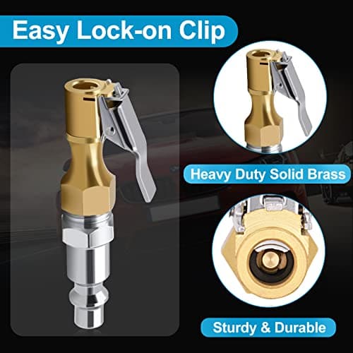 WNCGC Air Chuck Pack of 3, Heavy Duty Closed Flow Tire Chuck with 1/4" FNPT for Tire Inflator Gauge Compressor Accessories view 3