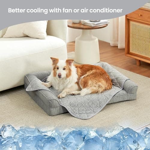 Cozy Bliss Deluxe Leakproof Cooling Blanket for Small Dogs Q-Max 0.5, Soft & Durable Washable Pet Cooling Mat for Hot Weather, Livingroom, Pet Throw & Couch Protector for Cats, Silver Grey, 25"x35" view 5