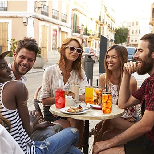 Luxgola Glass Tumbler with Lids and Straws 2 Pack, 24oz Glass Drinking Jars with Lids and Straws,Reusable Wide Mouth Mason Jar Iced Coffee Cup,Smoothie Cup Coffee Travel Mug for Car/Home view 6