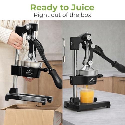 Zulay Kitchen Cast Iron Juicer - Easy-to-Clean Heavy-Duty Manual Juicer, Professional Citrus Juicer - Stainless Steel Lemon Squeezer - Manual Citrus Press & Orange Squeezer - Orange Juicer (Black) view 3