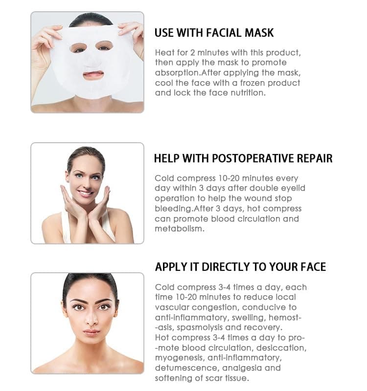 Ice Face Mask Reusable,Cold Hot Compress Gel Ice Facial Mask with Gel Beads,Face SPA for Woman Sleeping Reduce Eye Puffiness Face Puffiness Sleeping Travel (Blue) view 7