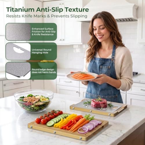 Glue Free, Plastic Free Zebra-Stripe Bamboo Pure Titanium Cutting Board Set view 6