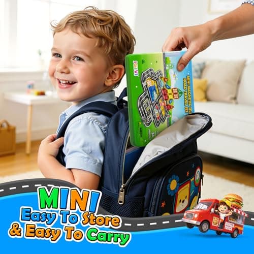IGIVI Mini Magnetic Tiles Road Travel Essentials Set — Portable STEM Sensory Magnetic Building Blocks for Toddlers & Preschool, Compact Travel Toys for 3+ Boys & Girls, Easter Birthday Gift view 6