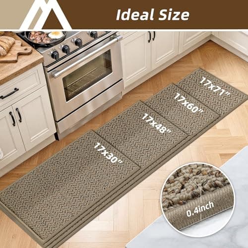 COSY HOMEER Kitchen Rugs Non-Slip Washable Kitchen Floor Mats 17"x30" Taupe view 2