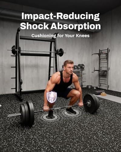 AIRHOP 0.56in Thick 48 Sq Ft Exercise Equipment Mats, 12 Tiles Upgraded Rubber Top with High Density EVA Foam, Large Interlocking Puzzle Gym Flooring for Home Gym, Heavy Weight Workout, 24 x 24in view 3