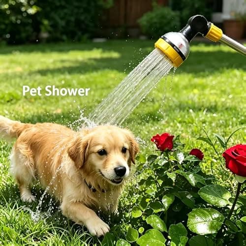 17.5" Multi-Pattern Watering Wand with Thumb Control & 180° Water Nozzle | 8 Spray Modes for High-Pressure Cleaning, Pet Bathing, Gardens, Hanging Baskets | Fits Standard Garden Hoses view 2