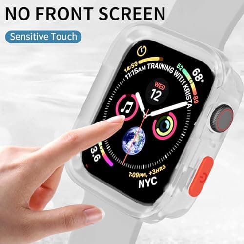 SDOCEBF Slim Flexible TPU Shockproof Watch Bumper, Rugged Case for Apple Watch Series 9/8/7/6/5/4/SE3/2/1 44mm/45mm, Gift-Ready for Every Celebration, Clear view 2