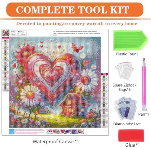 igoodom Diamond Art Kits for Adults, Love and House Diamond Painting Kit, Full Drill Round Diamond Art Kits, DIY Gem Art and Crafts for Home Wall Decor Gift 14x14inch view 6