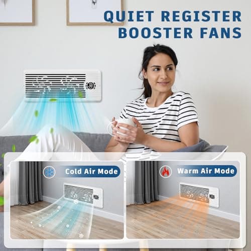 TMYICE Register Booster Fan for 4" x 12" Register Holes, Smart AC Vent Booster Fans Improves Heating & Cooling with Remote and Thermostat Control,10-Speed Quiet Vents Fan for Floor Ceiling view 3