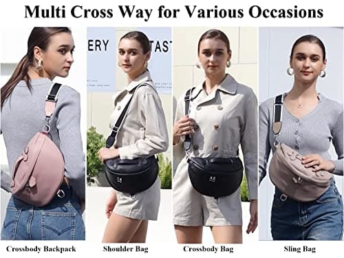 Eslcorri Crossbody Bags for Women - Fashion Sling Purse Shoulder Bag Fanny Pack Leather Causal Chest Bum Bag Cross Body Purse view 3