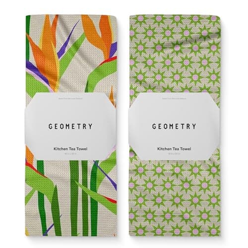 GEOMETRY Spring Kitchen Towels - Quick Dry Microfiber Cloth Spring & Summer Dish Towels for Kitchen Drying - Premium Quick Dry Towel - Paradise Play, 18" x 30" - 2-Pack — image 1