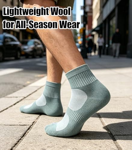 RTZAT 3 Pairs Merino Wool Ankle Socks for Men Women - Breathable, Arch Support, Padded Workout Year-Round Wear view 5
