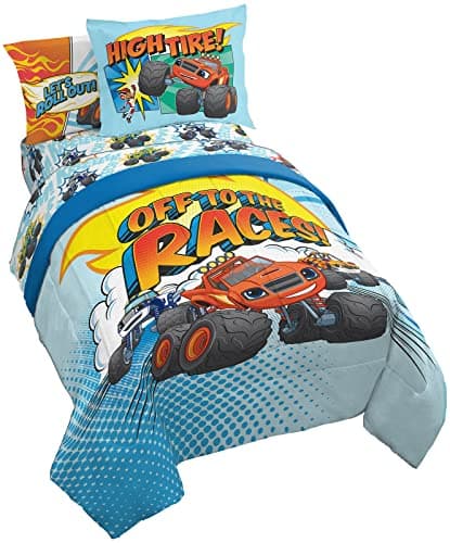 Jay Franco Blaze and The Monster Machines Off to The Races 5 Piece Twin Size Bed Set - Includes Comforter & Sheet Set - Super Soft Fade Resistant Microfiber (Official Blaze Products) view 1