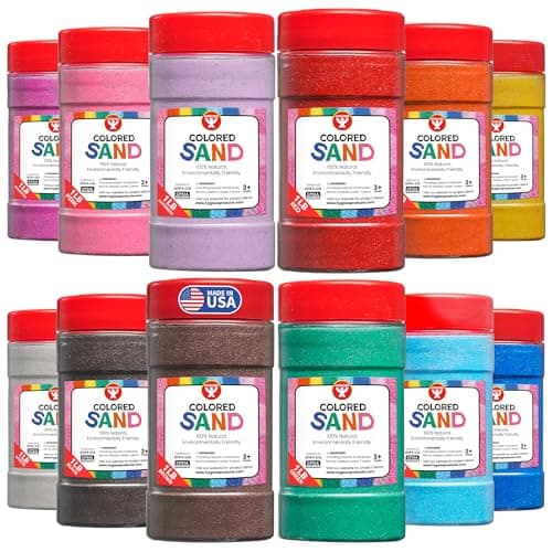 Hygloss Colored Sand for Crafts – 12 Assorted Colors – 1 lb– Vibrant Colorful Fine Sensory Play Sand Art Kits for Kids – Classroom Activities for Children 3 4 5 6 7 8 9 10 11 12 – Safe for Ages 3+