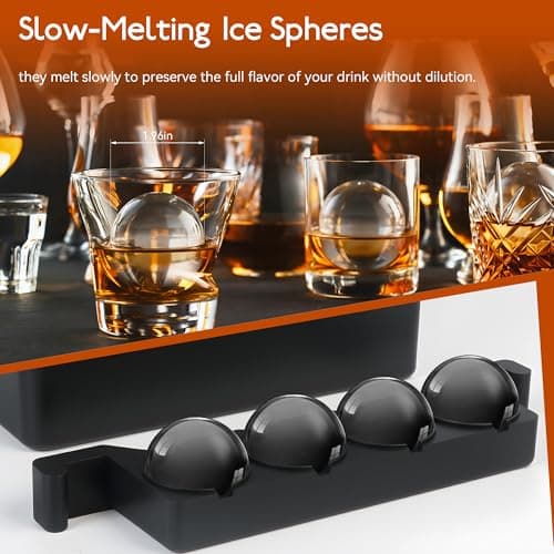 Clear Ice Ball Maker Mold 2 Inch Round Silicone Ice Molds 8 Large Ice Cubes Mold-Easy-to-Remove, Gift for Men Dad Boyfriend Who Have Everything view 3
